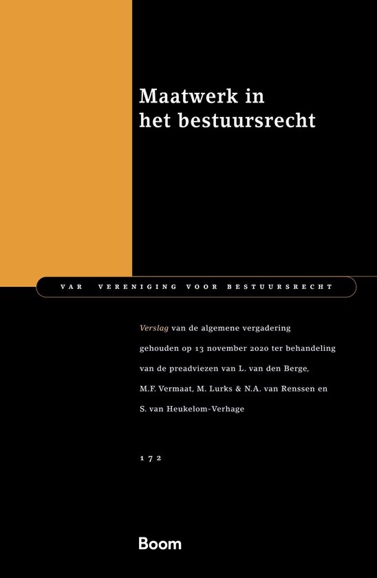 Van vereniging voor bestuursrecht 172 - Maatwerk in het best ... - cover