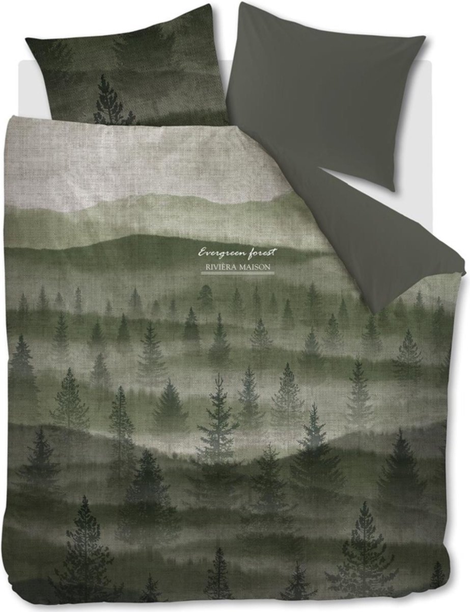 Riviera Maison Evergreen dekbedovertrek - Tweepersoons - 200x200/220 - Groen