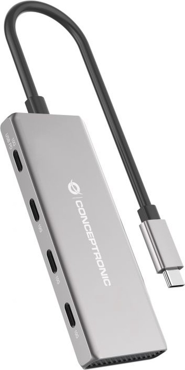 Conceptronic HUBBIES16G interface hub USB 3.2 Gen 2 (3.1 Gen 2) Type-C 10000 Mbit/s Grijs