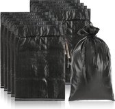 10 x zandzak tot 20 kg, premium PP-zak met bevestigingsband, extreem robuuste stoffen zak met koord, bescherming tegen overstromingen (zwart, 10 stuks, tot 20 kg)