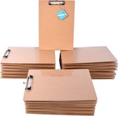Pack économique : Set de 36 Presse-papiers en bois A4 – Avec crochet de suspension – Accessoires de bureau essentiels et pour le Bureau et école – Bois beige – 31,5 x 22,5 cm