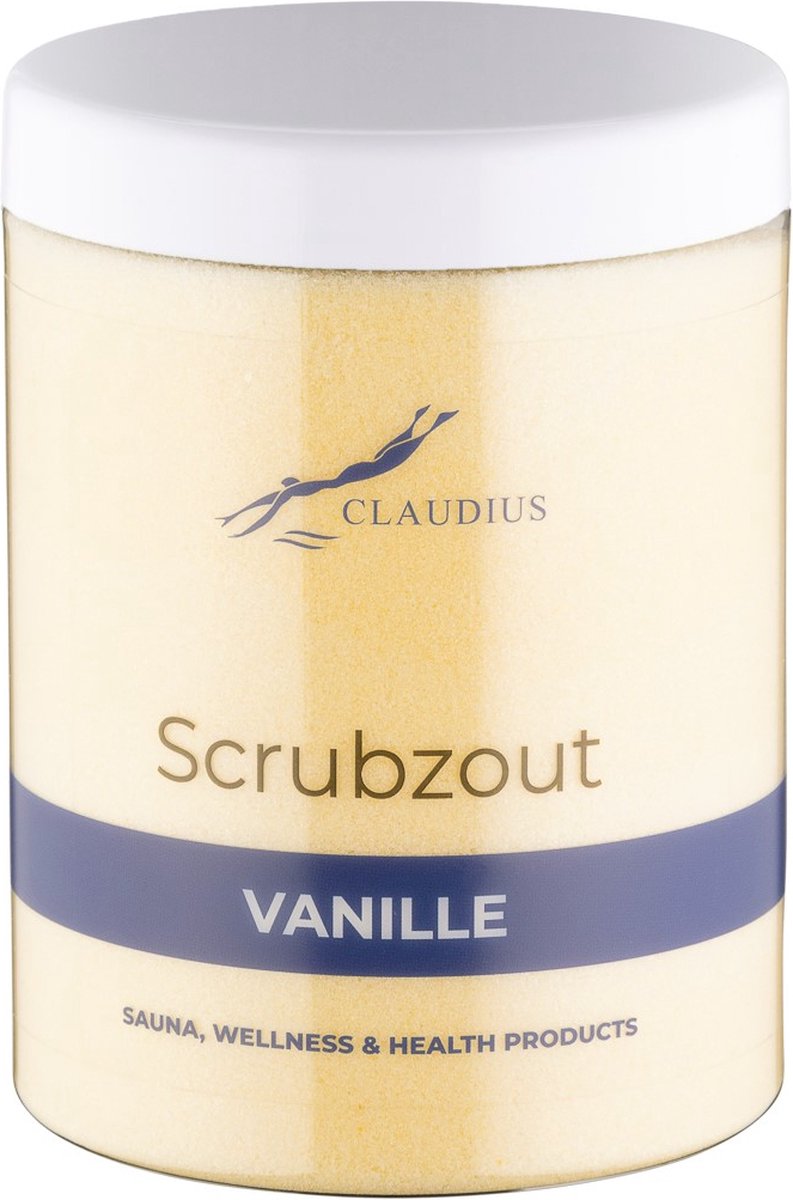 Goedkoopste Scrubzout Vanille in handige pot - 1250 gram - met witte deksel - Hydraterende Lichaamsscrub