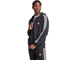 adidas Sportswear Essentials Fleece 3-Stripes Ritshoodie - Heren - Zwart- S