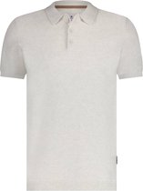 State of Art - Knitted Polo Greige - Modern-fit - Heren Poloshirt Maat L