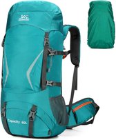 Avoir Avoir®- Hiking Backpack 60L -Groen-Groot Capaciteitsontwerp - Waterdicht Nylon - 35x23x72cm - Ingebouwd Drinksysteem - Molle-systeem - Reflecterende Strips - Inclusief Regenhoes- Rugzak - Bol.com