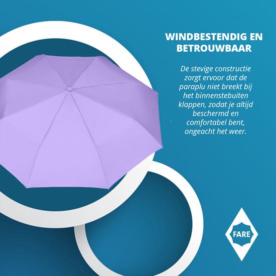 Parapluie Fare Mini - Ø97 cm - AOC - Ouverture et fermeture automatique - Coupe-vent - Polyester/Plastique/Acier - Lilas