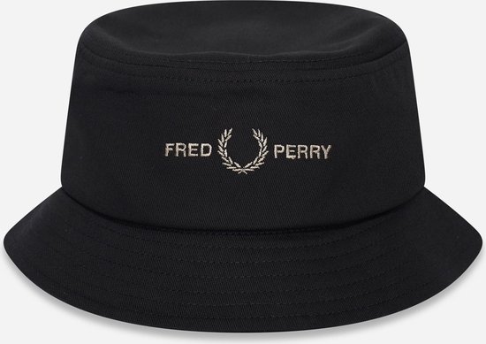 Fred Perry Graphic brand twill bucket hat - black warm grey