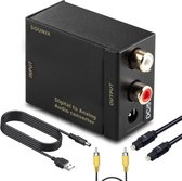 Sounix Convertisseur Audio Numérique vers Analogique - Adaptateur Audio 192 kHz pour Toslink vers RCA R/L - avec Câble Optique et Adaptateur Secteur - Noir