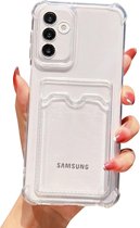 Schokbestendig TPU Hoes Kaarthouder Geschikt voor: Samsung Galaxy S24 - Transparant - Hoesje met Achterkant Pasjeshouder