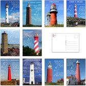Set met 10 verschillende ansichtkaarten met Nederlandse vuurtorens - Leuke Post - kaarten - wenskaarten