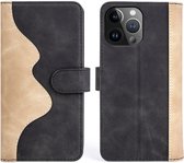 Coque iPhone 15 Pro Max - Book Case - Modèle livre Aspect cuir - Zwart