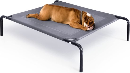 JAXY Hondenstretcher - Hondenbed Verhoogd - Hondenbank - Honden Ligbed - Hondenstretchers - Hondenbed Op Pootjes - Draagbaar - 90 x 60 x 16,5 cm - M - Grijs