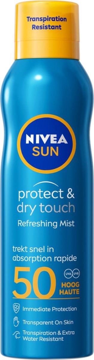 NIVEA SUN Protect & Dry Touch UV-Zonnebrand Spray - SPF50+ - Zonnespray - 200ml - NIVEA