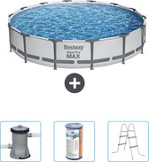 Bestway Rond Steel Pro MAX Zwembad - 427 x 84 cm - Grijs - Inclusief Pomp Filter - Ladder