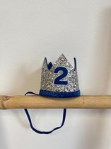 Verjaardag kroon-jongens kroon-tweede verjaardag-fotoshoot kroon-blauw/Zilver 2 jaar-haarband kroon-prinsjes kroon