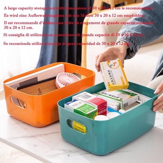 NCRGB 7 Plastic Groot Opbergmanden voor Kantoor,Kunststof Opbergmand met Handgrepen,Multifunctionele Opbergdozen Opgeruimde Organizer voor Badkamer, Keuken,Kantoor,Kast,Speelgoed (Oranje