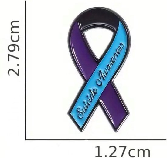 GoedeDoelen.Shop | Sierpin Suïcide Awareness Ribbon | Suïcide Awareness | Purple Blue Ribbon | Paars Met Blauw Ribbon | Bewustwording | Unisex | Statement | Steun | Herdenking | Afm 1,27 x 2,79 CM | Zelfmoordpreventie | Wellness-House