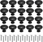 Set van 12 zwarte ladeknoppen, meubelknoppen, ronde ladegrepen, deurgrepen, meubelgrepen, mat zwart, ladekastknoppen, kastknoppen met schroeven, 30 mm knop voor kast,