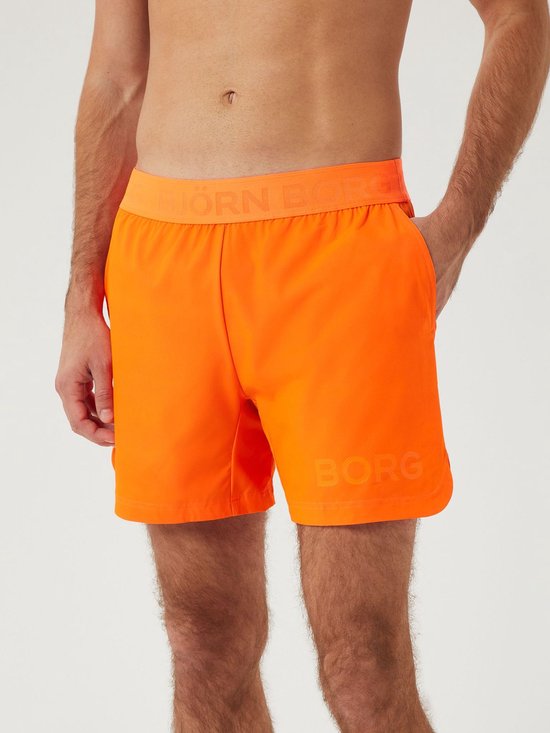 Short d'entraînement Björn Borg Short - Shocking Orange - Taille M - Modèle court - Polyester recyclé