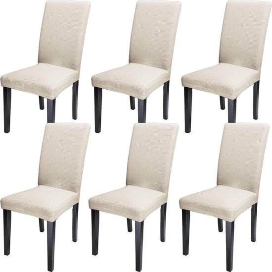 Bastix - Stoelhoezen, 6 stuks stretch stoelhoezen, afneembare wasbare stoelhoes, elastische moderne beschermer stoelhoes, stoelhoes met elastische band voor eetkamerstoelen, hotel, kantoor,