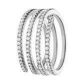 Lucardi Dames Zilveren ring spiraal met zirkonia - Ring - 925 Zilver - Zilverkleurig - 16.50 / 52 mm