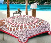 Couvre-lit 2 personnes - Coton fin - couvre-lit été - Mandala - Rouge/blanc/Vert - 210x230