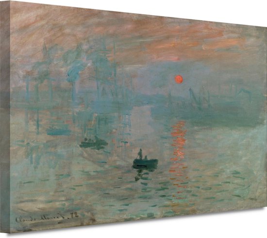 Impressie, zonsopkomst - Claude Monet schilderij - Zonsopgang schilderij - Canvas schilderij Natuur - Vintage schilderij - Schilderijen canvas - Decoratie kamer 70x50 cm