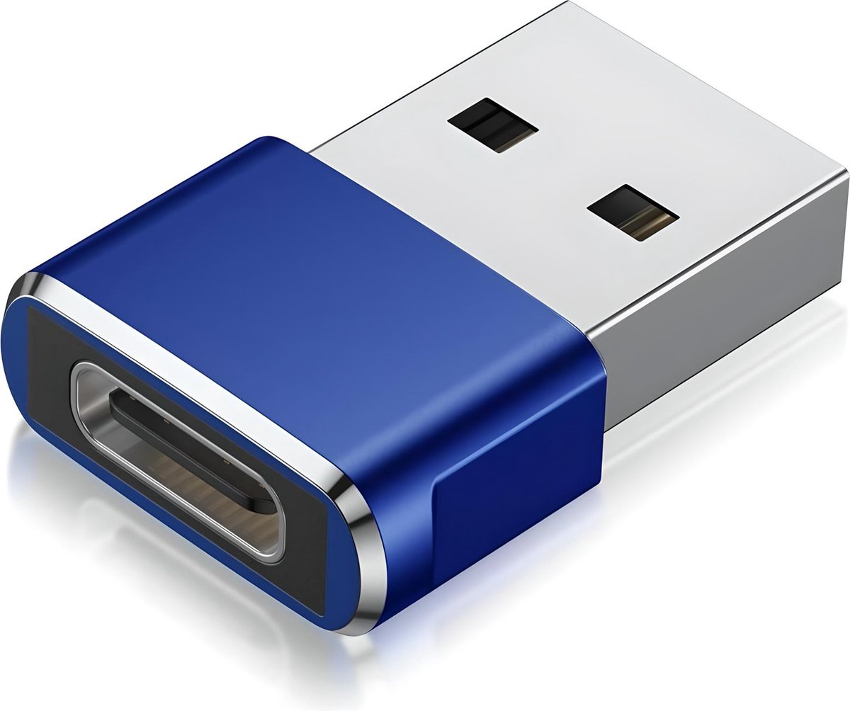 USB-C naar USB-A Adapter - USB-C naar USB 3.1 Converter - Opzetstuk voor PC en Laptop - USB-C Hub met USB A Female aansluiting - Geschikt voor Telefoon - Blauwe Adapter
