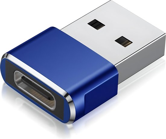 USB-C naar USB-A Adapter - USB-C naar USB 3.1 Converter - Opzetstuk voor PC en Laptop - USB-C Hub met USB A Female aansluiting - Geschikt voor Telefoon - Blauwe Adapter