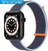 Bandje geschikt voor de Apple Watch 42/44/45/49 mm - Series Series SE , 1 , 2, 3, 4, 5, 6, 7, 8, 9 en Ultra - Klittenband sluiting - Dark Navy Blue