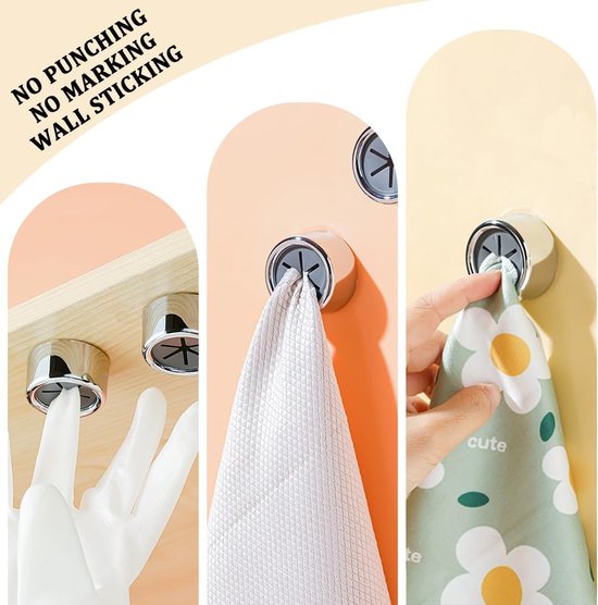 6 Pcs Zelfklevende Keuken Handdoekhouders - Geen Boren - ABS