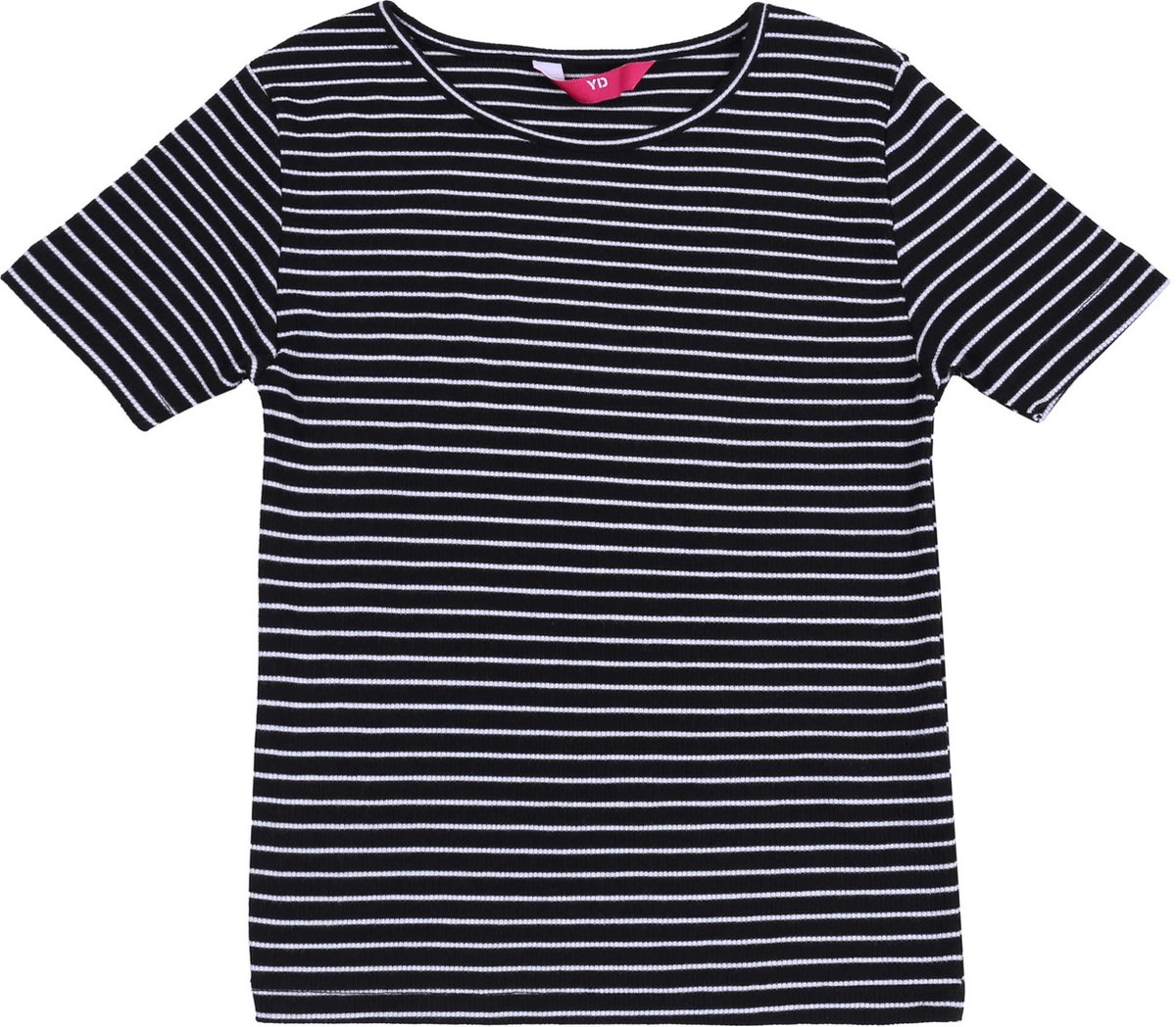 Zwart-wit gestreept geribd T-shirt