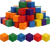 Belle Vous Blocs en Bois Colorés (Lot de 100) - 1,5 x 1,5 x 1,5 cm - 6 Cubes en Bois de Couleur Naturelle - Pour Projets de Hobby DIY , Réalisation de Puzzles, Jouets Éducatif Mathématiques Kinder & Cadeau