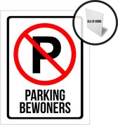 Pictogram/ bord alu di-bond | "Parking bewoners" | 19 x 25 cm | Dikte: 3 mm | Parkeren | Privaat parking | Parkeerbeleid | Privé parking | Parking vrijhouden | Parkeersignalisatie | Parkeeroverlast | Roestvrij | Duurzaam | 2 stuks