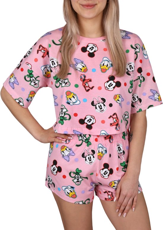 Mickey Mouse Disney Vrouwen zomer pyjama met korte mouwen in roze