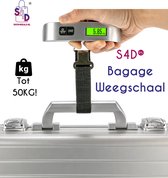 S4D® - Kofferweegschaal - Bagageweegschaal - Hangweegschaal - Weeghaak - Tot 50 KG ! - Inclusief Batterij
