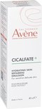 Witte productdoos met rode en groene tekst. Avene Cicalfate+ hydraterende huid herstellende emulsie. 40 ml.