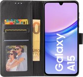 BookCase Hoesje Geschikt Voor Samsung A15 - Wallet Case - Hoesje Met Pasjeshouder - Zwart