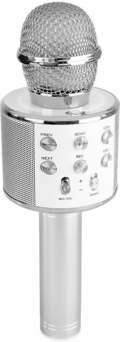 Karaoke Microfoon met Bluetooth en Echo Effect - Speaker - MP3 - Zilver - MAX KM01