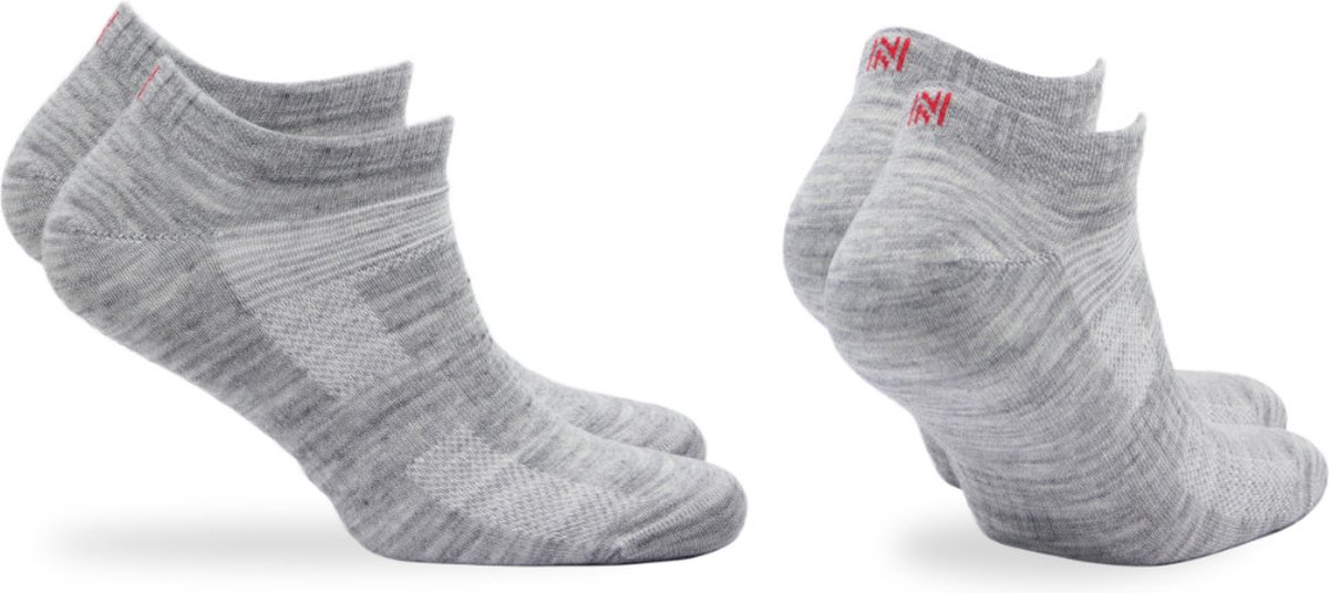 Norfolk 2 paar Wandelsokken Anti Blaren 60% Merino Wol enkelsokken met Snelle Vochtopname Platte Teennaad Enkelsokken Wollen Sokken Licht 35-38 Sheldon Low-cut Grijs