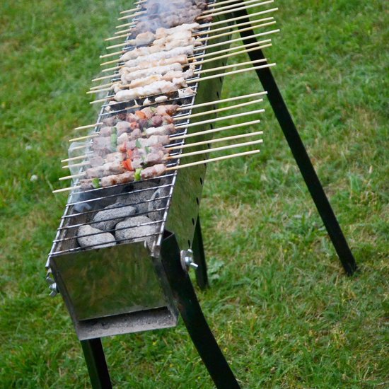 BBQ voor Arrosticini - 82 cm met grill - met houtskool - plaats voor 40 stokjes van MOODZ. — afbeelding 3