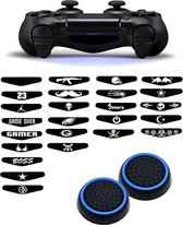 Gadgetpoint | Gaming Thumbgrips | Performance Antislip Thumbsticks | Joystick Cap Thumb Grips | Accessoires geschikt voor Playstation 4 – PS4 & Playstation 3 - PS3 | Zwart/Lichtblauw + Willekeurige Sticker