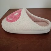 Pantoffels met Smiley, dames, mt 40/41 wit-roze Smiley slippers