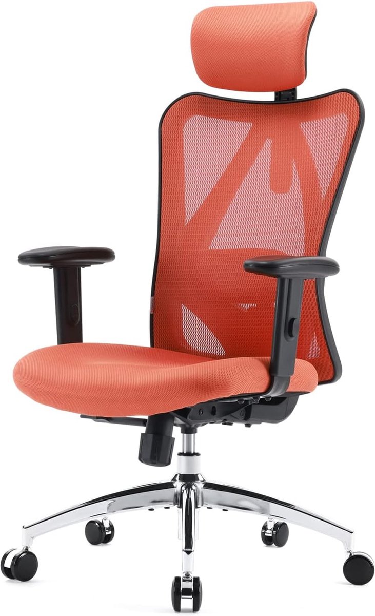Ayangoods Ergonomische Bureaustoel met Hoogteverstelling en Kantelfunctie - Rugvriendelijk Design rood
