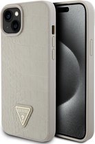 Guess geschikt voor iPhone 15 Plus & iPhone 14 Plus Backcover hoesje Croco triangle logo – Goud