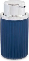 Berilo zeeppompje/dispenser Roma - blauw/zilver - kunststof - 8 x 15 cm - 420 ml - badkamer/toilet/keuken