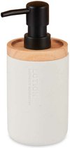 Berilo zeeppompje/dispenser Lotions - mat wit - polyresin/bamboe - 18 x 8 cm - 300 ml - badkamer/toilet/keuken
