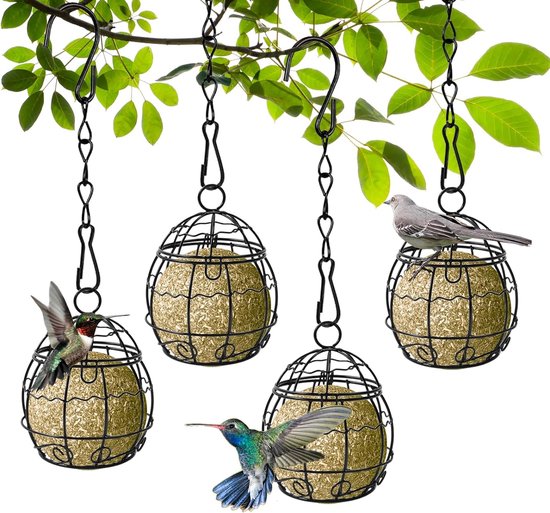 Meisenknödelhalter Opas Piepshow aus Holz zum aufhängen für wild Vögel