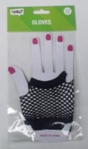 Zwarte Feest Handschoen - Mesh - Fishnet Gloves - One size Vingerloos - Party Net Handschoenen met gaatjes