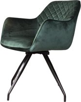 DS4U® Romy 2.0 armstoel velours donkergroen - comfortabel en stijlvolle stoel voor in huis - draaibare eetkamerstoel